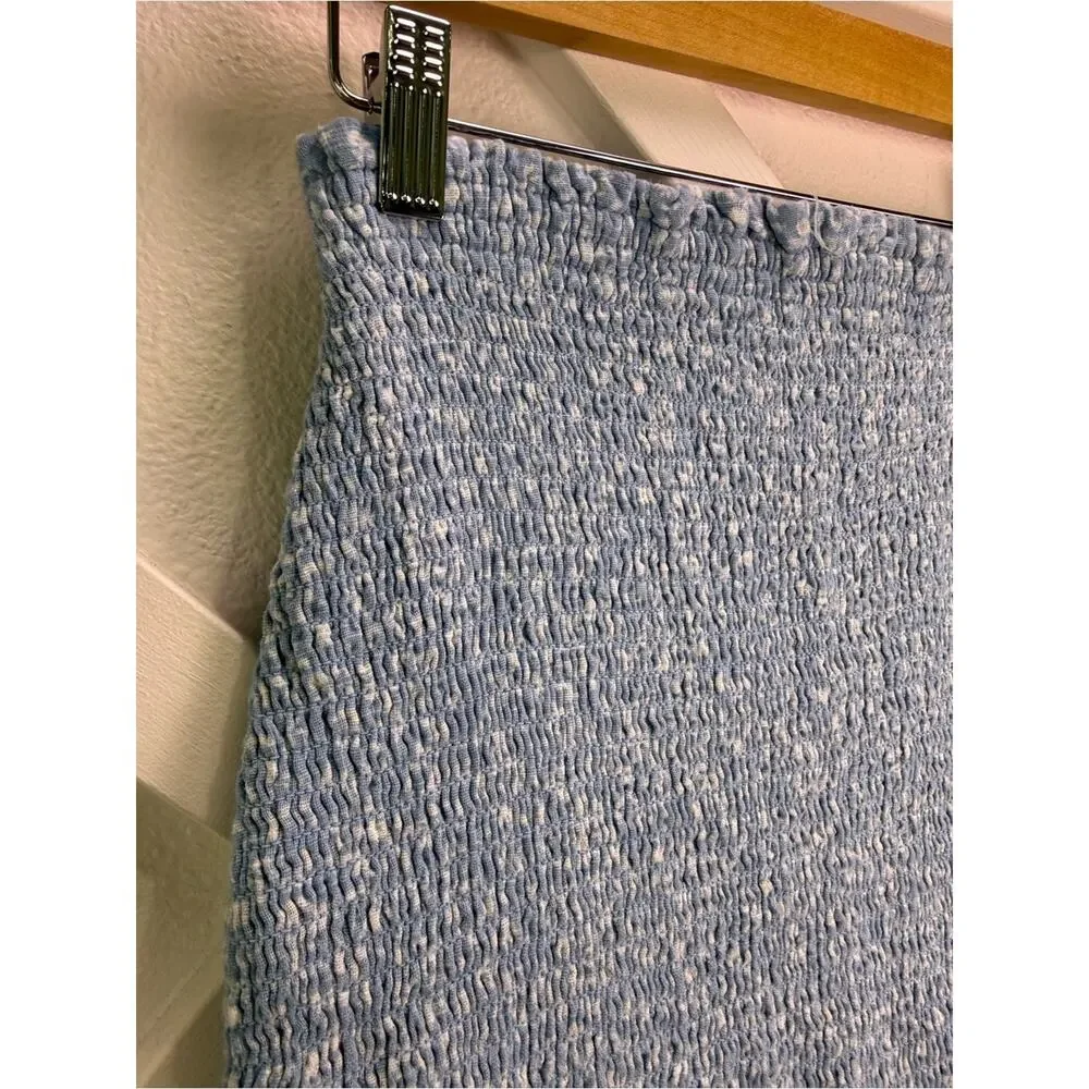 Abercrombie & Fitch Smocked Mini Skirt Blue Floral Ruffle Hem Size Small